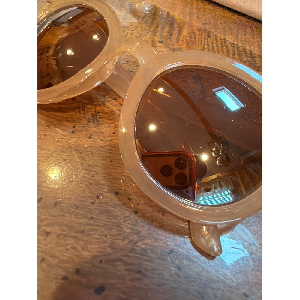 Throwin Shade Oversized Round Sunglasses Translucent Pink Champagne Frames